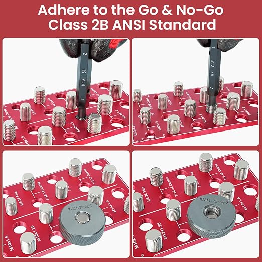 Thread Checker, Rustproof Nut and Bolt Thread Checker, Wall-Mountable Bolt Size Finder Tool, 30 SAE & 30 Metric Thread Gauge, Bolt and Nut Sizer for Quick Measurement