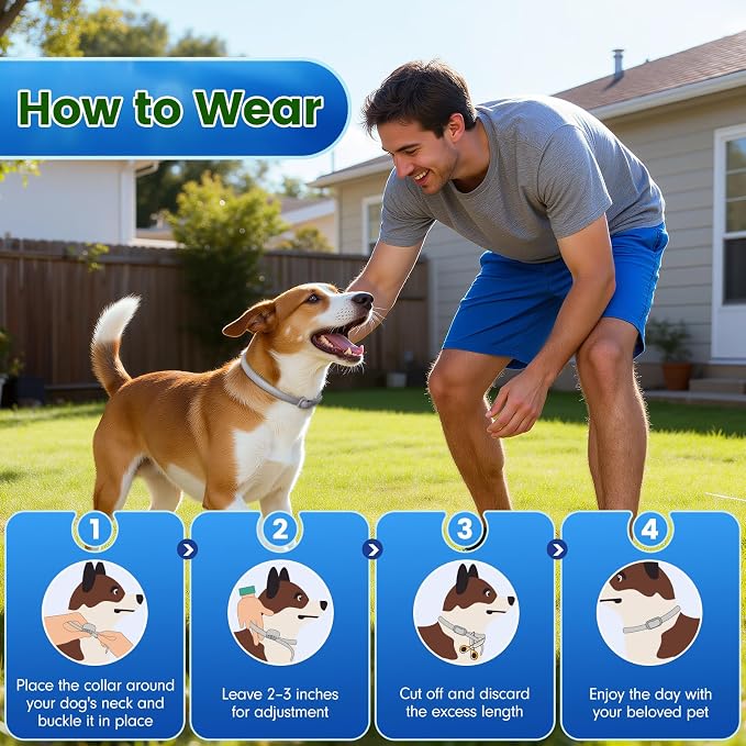 KOOSA Flea and Tick Collar for Dogs, 5 Packs Flea Collar for Dogs with Natural Essential Oils, Waterproof & Adjustable Flea and Tick Prevention Collar for Small Medium Large Dogs & Puppies, Grey