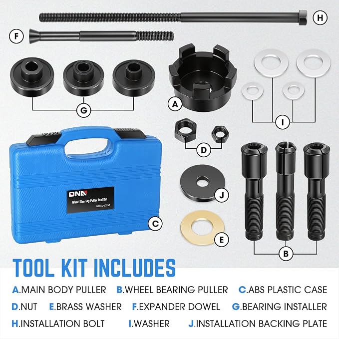DNA Motoring Wheel Bearing Puller Tool Kit Compatible with 2000-2020 Most Harley Davidson Motorcycles, Wheel Bearing Removal and Installation Tool for 0.75" 1" 25mm Bearings, TOOLS-00557