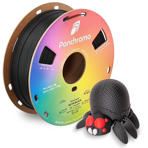 Polymaker Panchroma Satin PLA Filament 1.75mm for 3D Printing, 1kg, Black | Neatly Wound, Semi-Matte PLA, Easy Print & Smooth Feeding, Compatible with Bambu Lab & Most 3D Printers