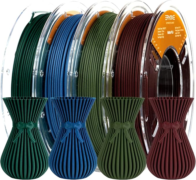 ERYONE PLA Filament 3D Printer Filament Bundle Multicolor 1.75mm +/- 0.03mm, PLA Filament 250g Spool, 4 Rolls, Matte Pla 1