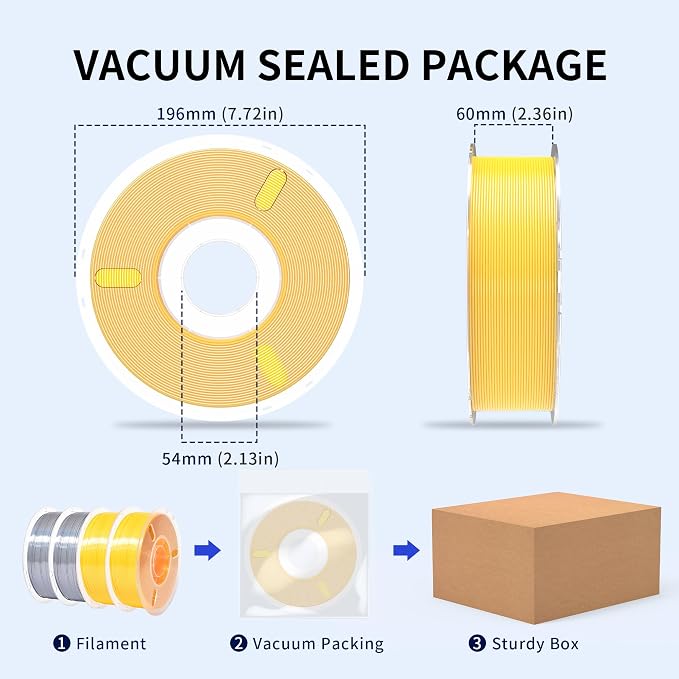 RAMBERY Silk Gold Silver PLA Filament Bundle, Metal-Like Shiny Silk PLA Filament 1.75mm, 3D Printer Filament Dimensional Accuracy +/-0.02mm, 1kg Spool, 4 Packs（Golden,Silver