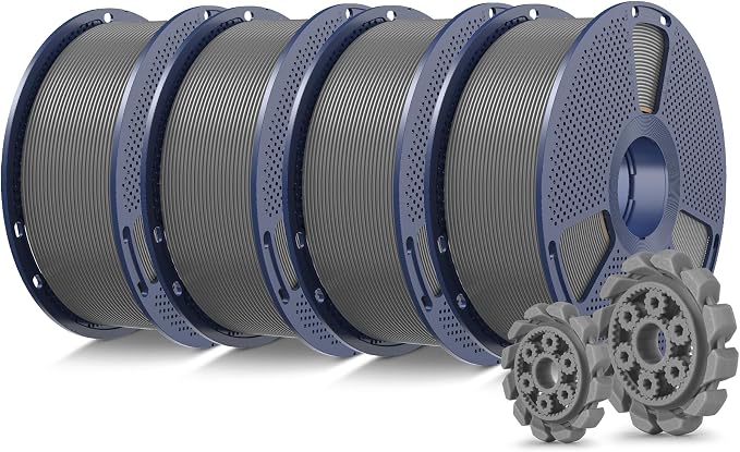 SUNLU PLA+2.0 3D Printer Filament Bundle, 4KG Upgrade PLA+ Filament 1.75mm, Tougher and Stronger, Dimensional Accuracy +/-0.02mm, 1KG per Spool, 4 Packs, 4KG Total, Grey