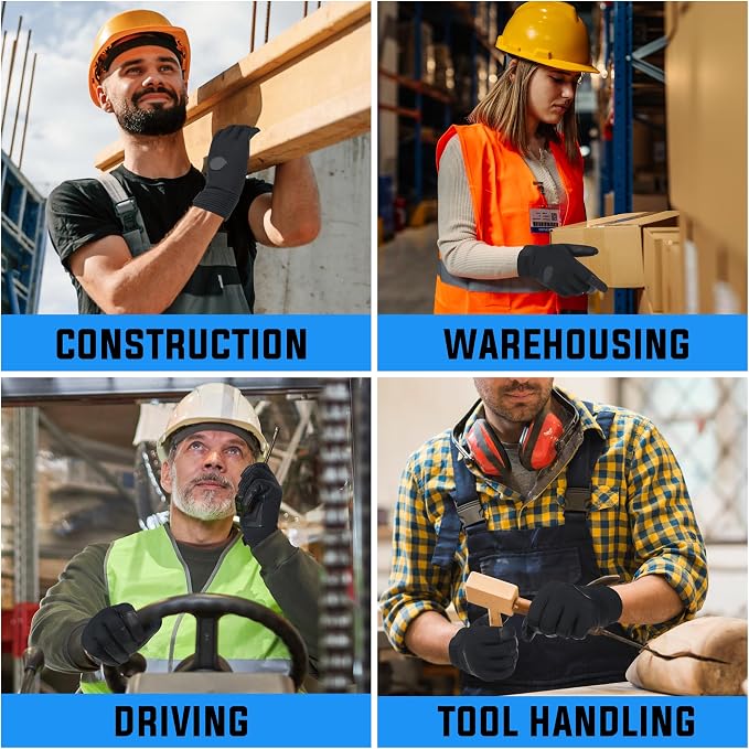 HANDLANDY Work Gloves for Men & Women, Utility Mechanic Working Gloves Touch Screen, Flexible Gardening Gloves for Yard