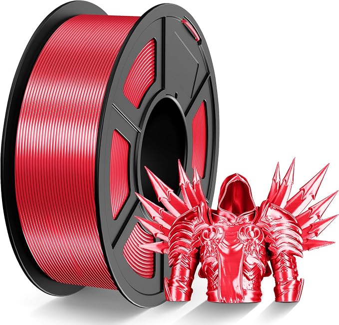 TECBEARS Silk Filament 1.75, Shiny Silk PLA Filament, 3D Printer Filament with Smooth Silky Surface, Dimensional Accuracy +/- 0.02mm, Fit Most FDM 3D Printers, Silk Red 1KG