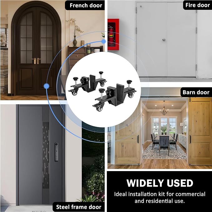 2 PCS Heavy Door Installation Dolly,Door Installation Tool，0-2.12in Door Installation Kit Hold up to 500 lbs，Door Lifter Tool with Rotating for Pre-Hung、Slab and Front Doors