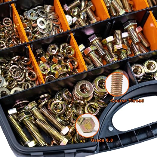 966PCS Nuts and Bolts kit– High-Strength M4 M5 M6 M8 Grade 8.8 Metric Bolts & Nuts Set with Organized Storage Case, 12-30mm