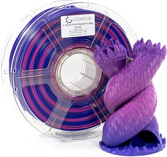Cookiecad PLA Filament 1.75mm 1kg Rainbow Multicolor 3D Printer Filament - Sunset PLA