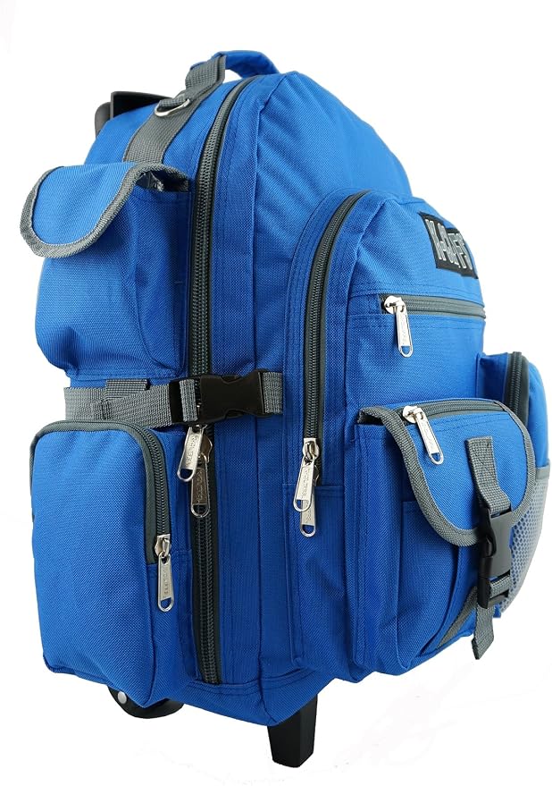 K-Cliffs Heavy Duty Rolling Backpack School Bookbag with Wheels Deluxe Wheeled Daypack