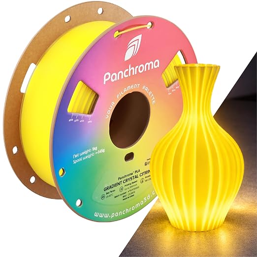 Polymaker Panchroma PLA Filament 1kg, Gradient 3D Printing Filament 1.75mm | Crystal Citrine, Neatly Wound PLA for Easy Print & Smooth Feeding. Compatible with Bambu Lab & Most 3D Printers