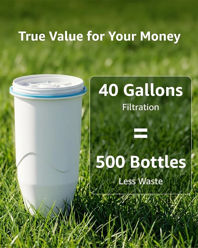 Compatible with Zero Pitchers and Dispenser, 0 TDS Premium Filtration, Fit for ZR-001 ZR-004 ZP-006 ZR-017 ZS-008 Filters, reducing Lead, Chromium, and Contaminants, 6 Pack