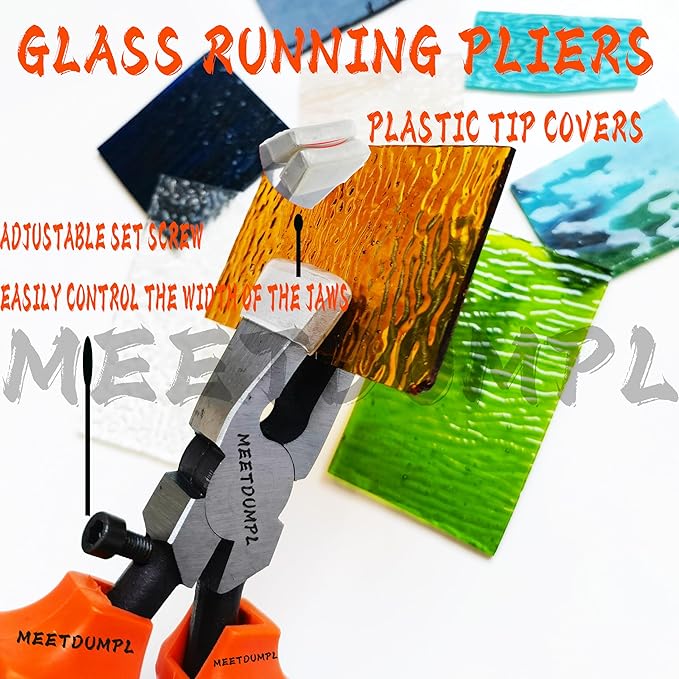 26pcs Stained Glass Kit，Glass Cutters Tools，Stained Glass Supplies,Heavy Duty Glass Running Pliers，Wheeled Glass Nippers，Breaker Grozer Pliers，Glass Cutter，for Stained Glass,Mosaics,Fusing,Breaking(3)