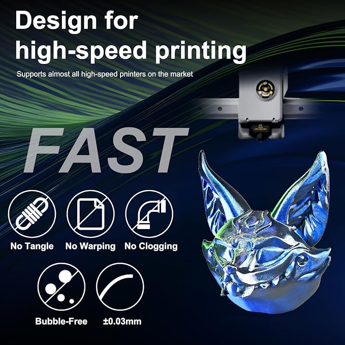 ERYONE Silk Tri Color PLA Filament 3D Printer 1.75mm +/- 0.03mm, Multicolor Filament Tricolor PLA 1KG(2.2lbs) Cardboard Spool, Dark Green & Midnight Blue & Black