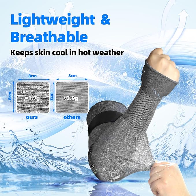 Schwer AIR-SKIN ANSI A6 Cut Resistant Arm Sleeves for Men & Women, Arm Protectors for High Risk Work, Gardening Sleeves, 10 Pairs, Dark Grey, 18 IN