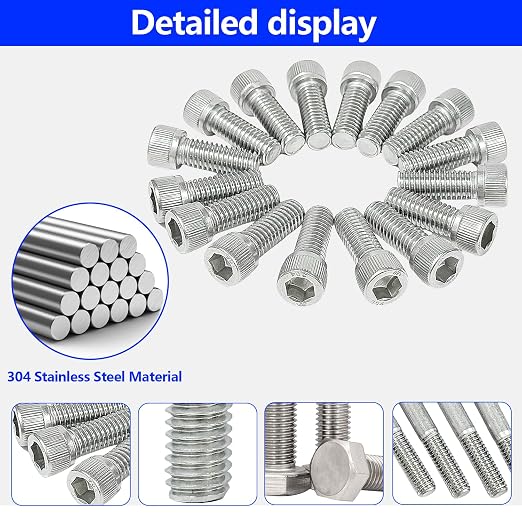 Hex Bolt Kit for Ford 260 289 302 Carbureted Engine 1985 & Older | 228 Pcs Nuts & Bolts, 304 Stainless Steel, fits 260 289 302 Engines with a Passenger side water pump (Lower Radiator Hose)