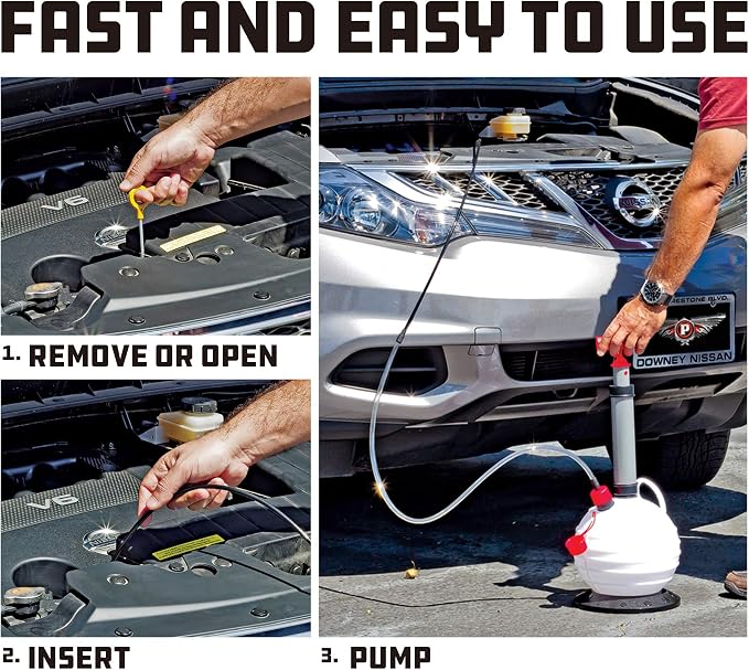 Powerbuilt Oil and Fluid Extractor 6.3 Quart (6 Liter), Manual Liquid Pump Extract and Transfer, Automotive, Engine, Transmission, Radiator, 647570