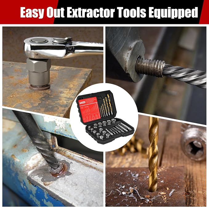 30PCS Screw Extractor Set & Bolt Extractor Set, Left Hand Drill Bit Set, Easy Out Extractor Set，Stripped Bolt Remover Tools，Cobalt HSS Steel Kit for Damaged, Rounded-Off Bolts, Screws, Nuts, Studs