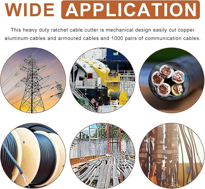 Knoweasy Heavy-Duty Ratcheting Cable Cutters: Efficient J40 Wire Cutter for Large Copper, Aluminum, and Armored Cables up to 300 mm², Perfect for Electrical and Communication Cable Cutting