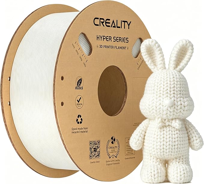 Creality Hyper PLA Filament 1.75mm 1KG(2.2lbs), High Speed PLA 30-600mm/s Rapid 3D Printer Filament, Dimensional Accuracy +/-0.02mm, Fit Most FDM 3D Printers, White