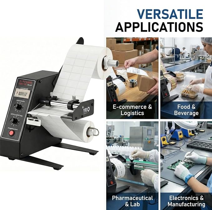 1150D Automatic Label Dispenser, 110V Electric Sticker Peeler with Intelligent Sensing & Auto Counting, 1-8m/min Adjustable Speed Labeling Machine for Multiple Rows, for Warehouse & Retail