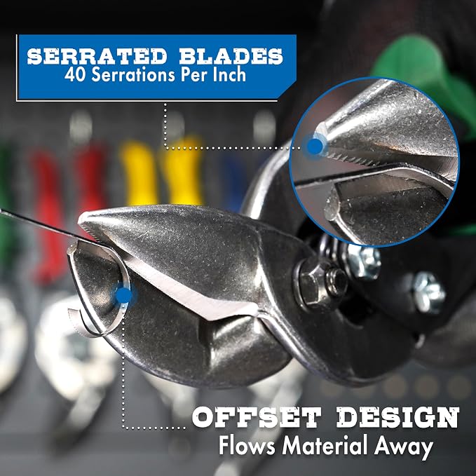 MIDWEST Special Hardness Aviation Snip - Right Cut Offset Stainless Steel Cutting Shears, Made in the USA - MWT-SS6510R