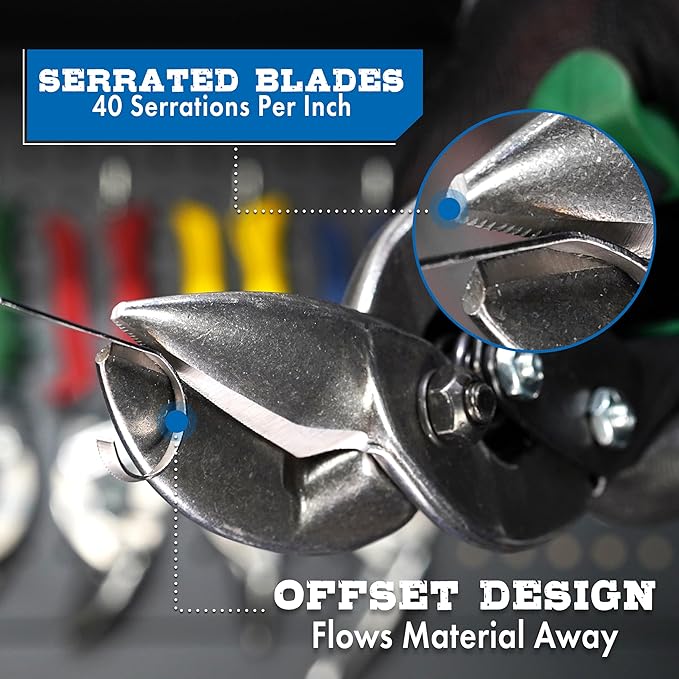 MIDWEST Special Hardness Aviation Snip - Left Cut Offset Stainless Steel Cutting Shears, Made in the USA - MWT-SS6510L