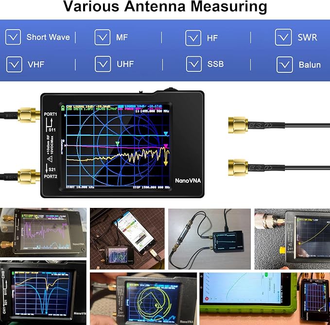 [Upgraded] AURSINC NanoVNA-H Vector Network Analyzer Latest HW Version 3.7, 9KHz -1.5GHz Antenna Analyzer with 32GB SD Card Support Data Storage, Measuring S Parameters, SWR, Phase, Delay, Smith Chart