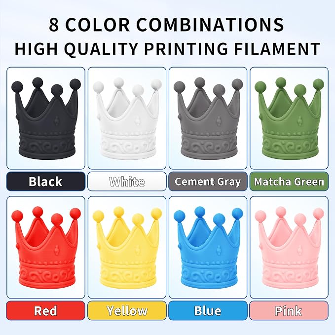 RAMBERY Matte PLA Filament Bundle 1.75mm, 8 Colors 3D Printer Filaments Dimensional Accuracy +/- 0.02mm, 8 Pack Multicolors Fit Most FDM Printers, 200gX8 Spools