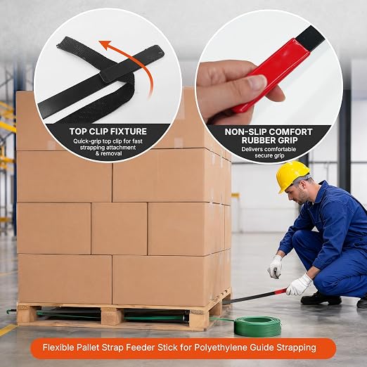 2PCS 54" Flexible Pallet Strap Feeder Stick for PE Guide Strapping | Professional Pallet Threading Tool for Factory Shipping, Warehouse Distribution Pallet Strapping