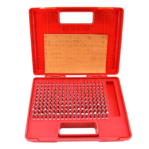HFS(R) Pin Gage Set M1 Plus Steel Gauge with Storage Case for Carpenters and Home Improvement 190 PCS 0.061-0.250"