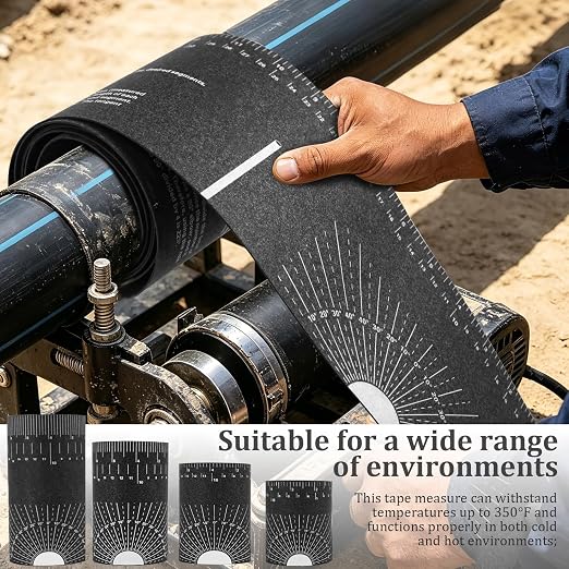 Flexible Pipe Measuring Tool – Bendable Ruler for Curved Surfaces, Hose & Pipe Measurement, Dual Scale Inches/cm, Flexible Ruler Set for Plumbing, HVAC, Automotive,1" to 41" Diameter Pipes, DIY (4)