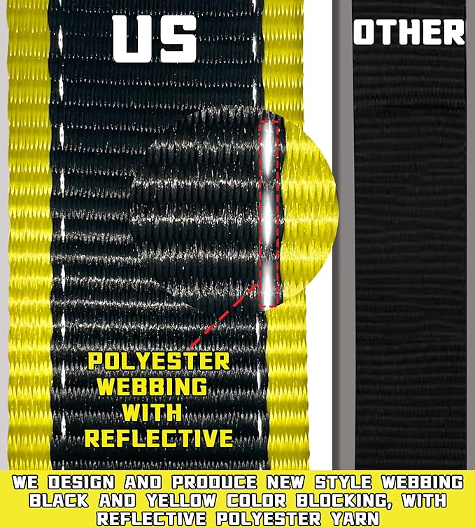 KJE Heavy Duty Car Trailer Tie Down Straps with Reflective - (4) 2" x 10' Ratchet Straps + J-Hooks with Clip, (4) Axle Straps 2" x 36'' - 10,000lbs Break Strength - Use for Car, Truck, UTV Transport