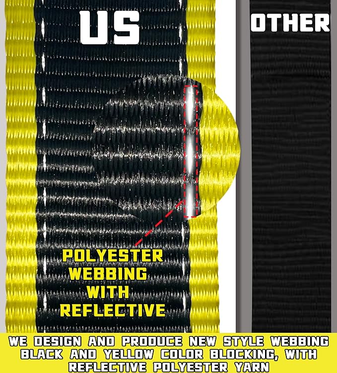 KJE Heavy Duty Car Trailer Tie Down Straps with Reflective - (4) 2" x 10' Ratchet Straps with Snap Hooks, (4) Axle Straps 2" x 36'' - 10,000lbs Break Strength - Use for Car, Truck, UTV Transport