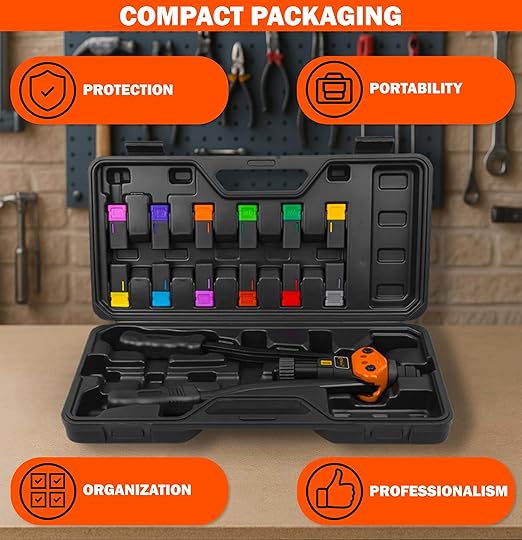 AV Steel Rivet Nut Tool Kit, 16-Inch Rivet Gun Including 12 Upgraded Interchangeable Mandrels & 200Pcs Nuts, Hand Riveter Labor-Saving and Compact Design,Thread Insert Riveter with Rugged Carry Case