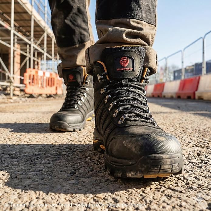 SUREWAY Men's 6" Waterproof Work Boots - Soft Toe,Leather Lace Up,EH Rated, Slip Resistant Outsole for Construction, Roofing & Hunting Work Boots