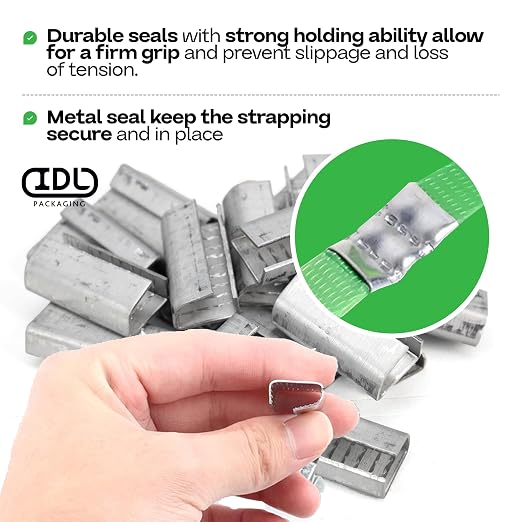 IDL Packaging Orgapack Open Serrated Seals for 5/8" Strap Width Polyester (PET) Strapping (Pack of 500) - Patented Serrated Pattern - Superior Holding Power of Packaging Strapping