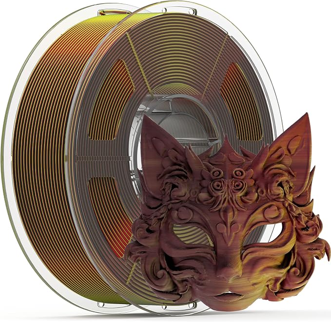 iSANMATE Matte Tri Color PLA Filament 30-300mm/s 3-in-1 Color Rainbow Filament Fast Color Change Filament by Angle 3D Printing 1.75MM 1KG Fit for Bambu Lab 3D Printers,AMS,AMSLite(Black Red Gold)
