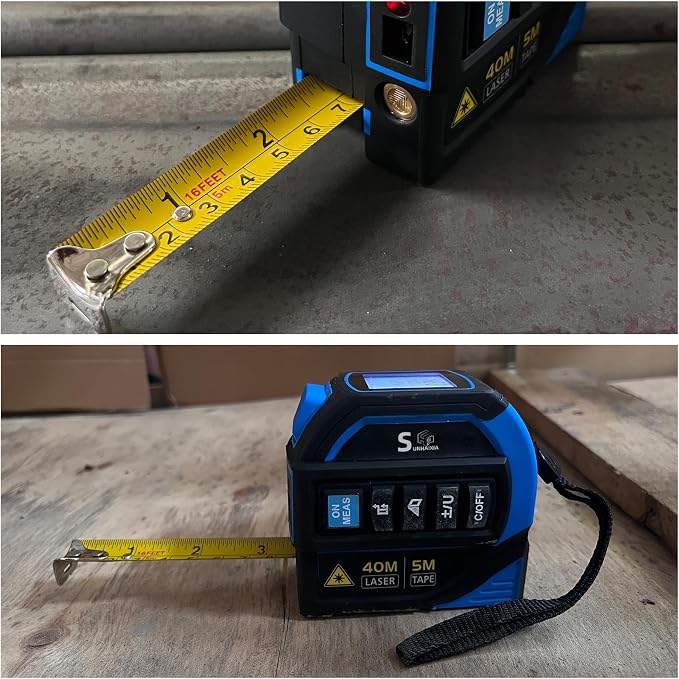 4-in-1 Laser Tape Measure with Laser Level Crosshairs |130ft/40m Laser Distance+16ft/5m AutoLock Tape |Backlit LCD Display (Ft/Inch/M/mm) |for DIY,Construction, Interior Design