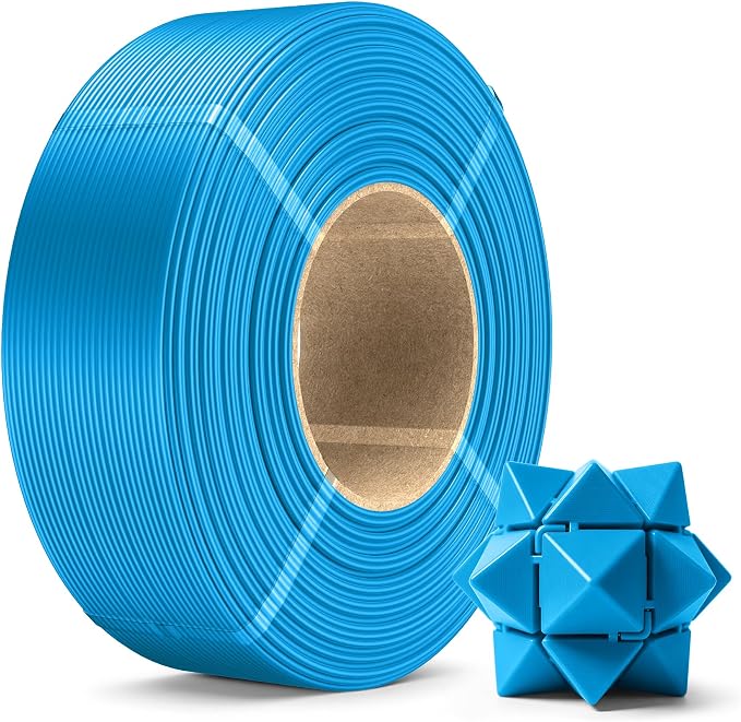 SUNLU PLA+2.0 3D Printer Filament Refill 1.75mm, 1KG Cyan | High Toughness PLA+ Filament, No Spool Refill for Reusable Spools, Compatible with Bambu Lab 3D Printers, Cyan