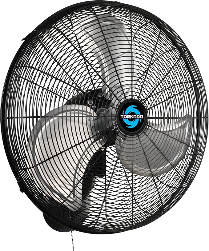 Tornado 20" Pro Series High Velocity Oscillating Wall Mount Fan – Heavy-Duty Metal Fan for Industrial, Commercial & Residential Use – 3 Speeds, 5250 CFM, UL Safety Listed