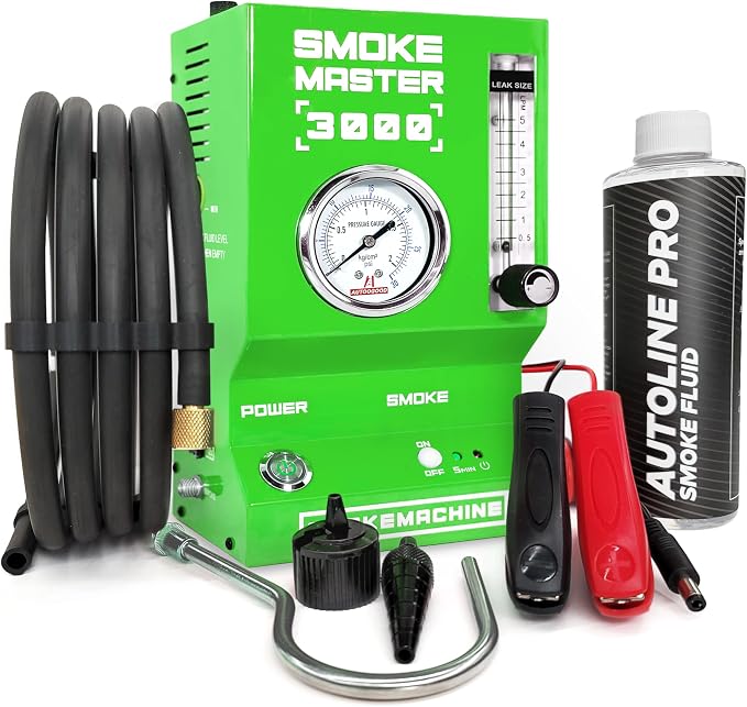 AutoLine Pro *2025 New Model* Automotive Smoke Machine - EVAP Leak Detector with Built-in Air Compressor - Model 3000E – EVAP Vacuum Exhaust Tool Kit - Green