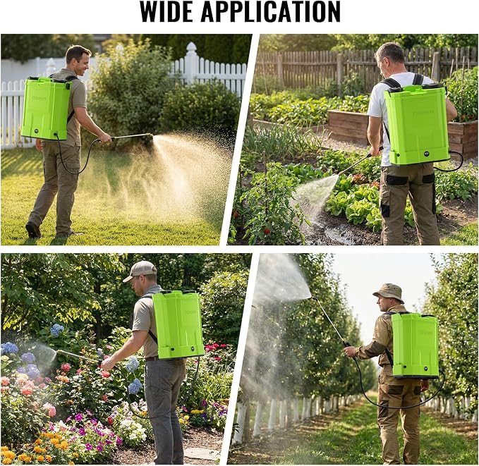 5.3 Gallon Battery Powered Backpack Sprayer,QGeeM 100 PSI 20L Electric Graden Sprayer Work,Weed Yard Sprayers with 21V Strong Battery,8 Nozzles,Telescopic Wand,2.6Ah Battery and Chargers Included
