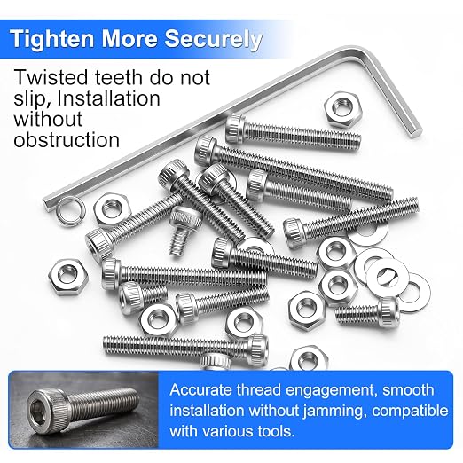 801PCS M2.5 Screws Kit, M2.5x4/6/8/10/12/16/20/25mm Hex Socket Head Cap Screws Bolts Nuts Washers Kit, 304 Stainless Steel M2.5 Bolts Metric Screws for 3D Printing