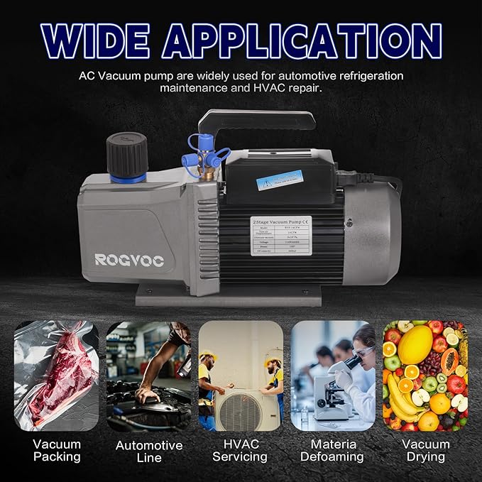 14 CFM Vacuum Pump, 110V 1 HP Dual Stage Rotary Vane Air Vacuum Pump for HVAC/AUTO, AC Refrigerant Recharging, Applicable to R12 R22 R134a R410a