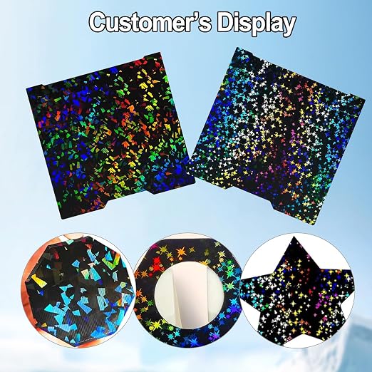 355x346mm PEF+PEY Holographic Build Plate for Bambu Lab H2S/H2D, Rainbow Confetti PEF+Galaxy PEY Spring Steel Plate Print Bed Heated Bed for Bambulab H2D 3D Printers