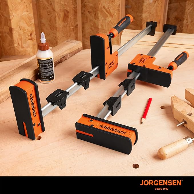 JORGENSEN 36-Inch Parallel Bar Clamps, Cabinet Master Bar Clamps, 2-Pack | Heavy-Duty Clamps for Woodworking Glue-Up, 2200 lbs Force, Quick Release, Spreader Function