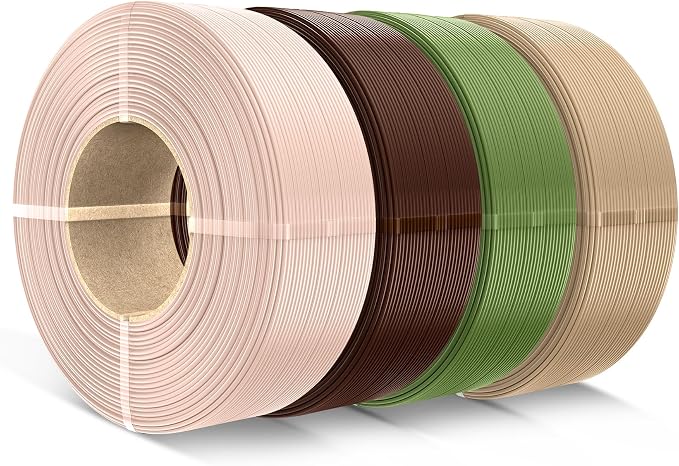 SUNLU Filament Refill 1.75mm,Beige+Coffee Brown+Olive Green+Oak | pla Refill 4kg,Suitable for Bambu Lab Filament and SUNLU Reusable spools,Dimensional Accuracy +/- 0.02 mm.