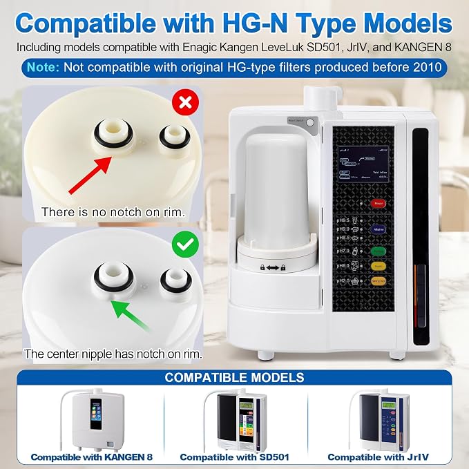 High Performance Water Filter Replacement Cartridge Compatible with HG-N Type Water Ionizer, Compatible with Enagic Kangen LeveLuk SD501, JrIV, KANGEN 8(Not Original Type Before 2010)