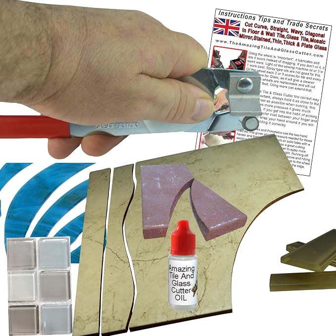 Tile Cutter Hand Tool Left Handed Cuts Floor Tile Glass Tile Cut Straight Curves Tile Cutter Hand Tool for Cutting Wall Tile Porcelain Tile and Glass Tile is Faster and Cleaner than Wet Tile saw