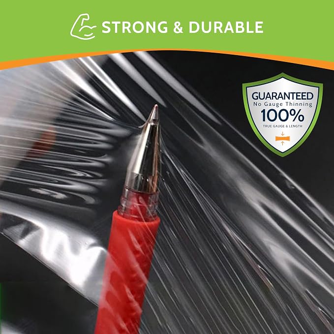 PSBM Mini Plastic Stretch Wrap Film with Handles 5"x1000' 80 Gauge 12 Rolls | Extended Core Handles, Heavy Duty Upto 500% Strength Plastic Shrink Film for Moving, Packing, Shipping & Industrial Packaging